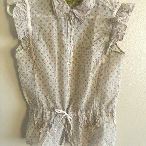 Johnny Was Yellowfields‎ Top w/Flower button detail Vintage size small